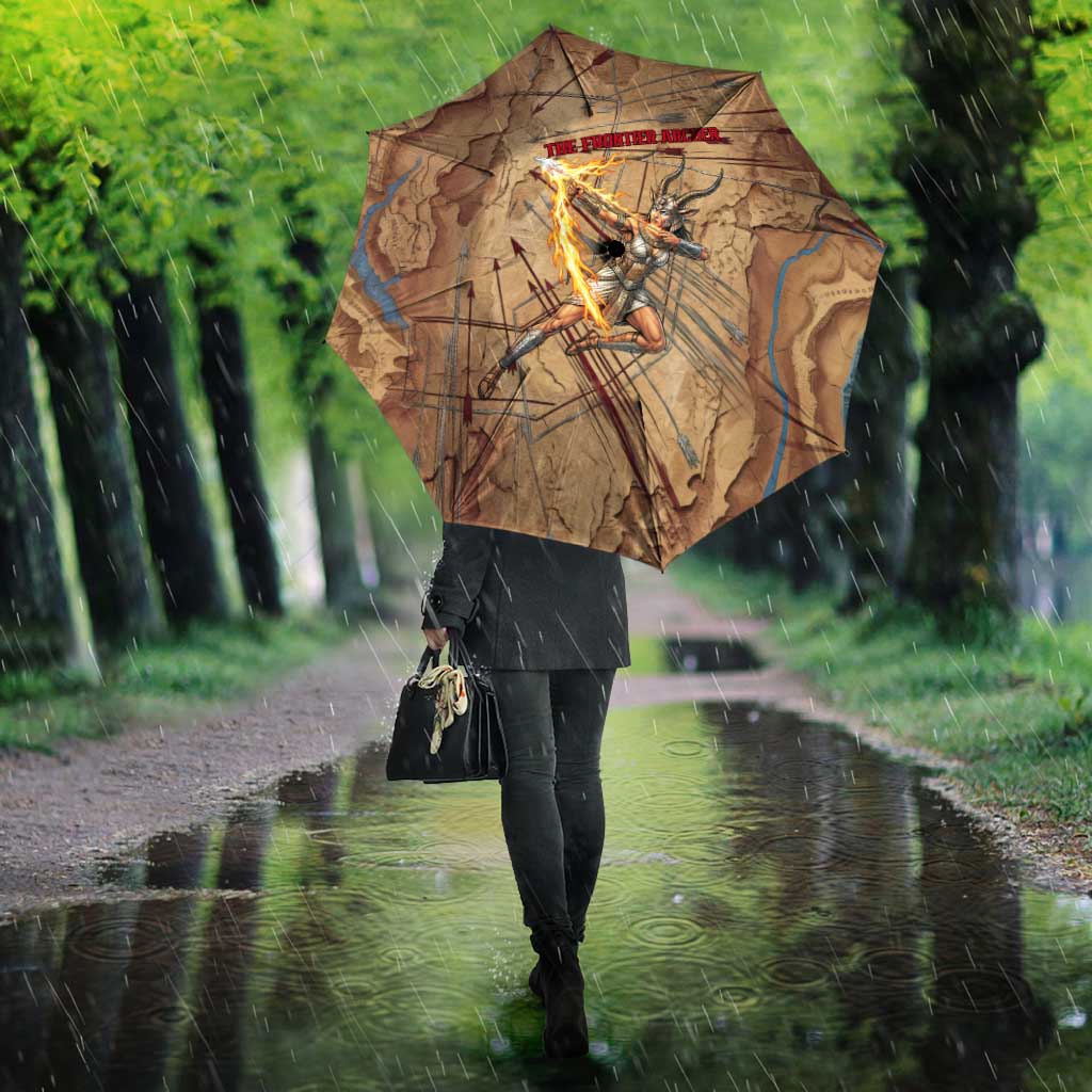 Satis Umbrella with Fiery Bow and Arrow in Ancient Egyptian Warrior