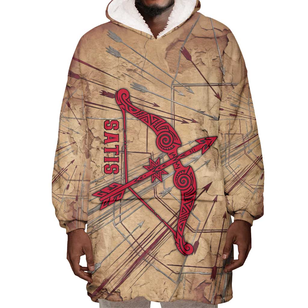 Satis Wearable Blanket Hoodie with Fiery Bow and Arrow in Ancient Egyptian Warrior