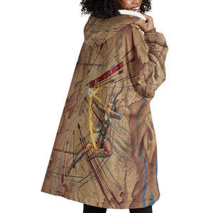 Satis Wearable Blanket Hoodie with Fiery Bow and Arrow in Ancient Egyptian Warrior