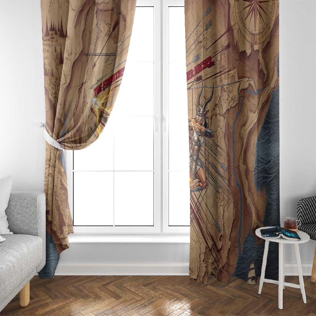 Satis Window Curtain with Fiery Bow and Arrow in Ancient Egyptian Warrior