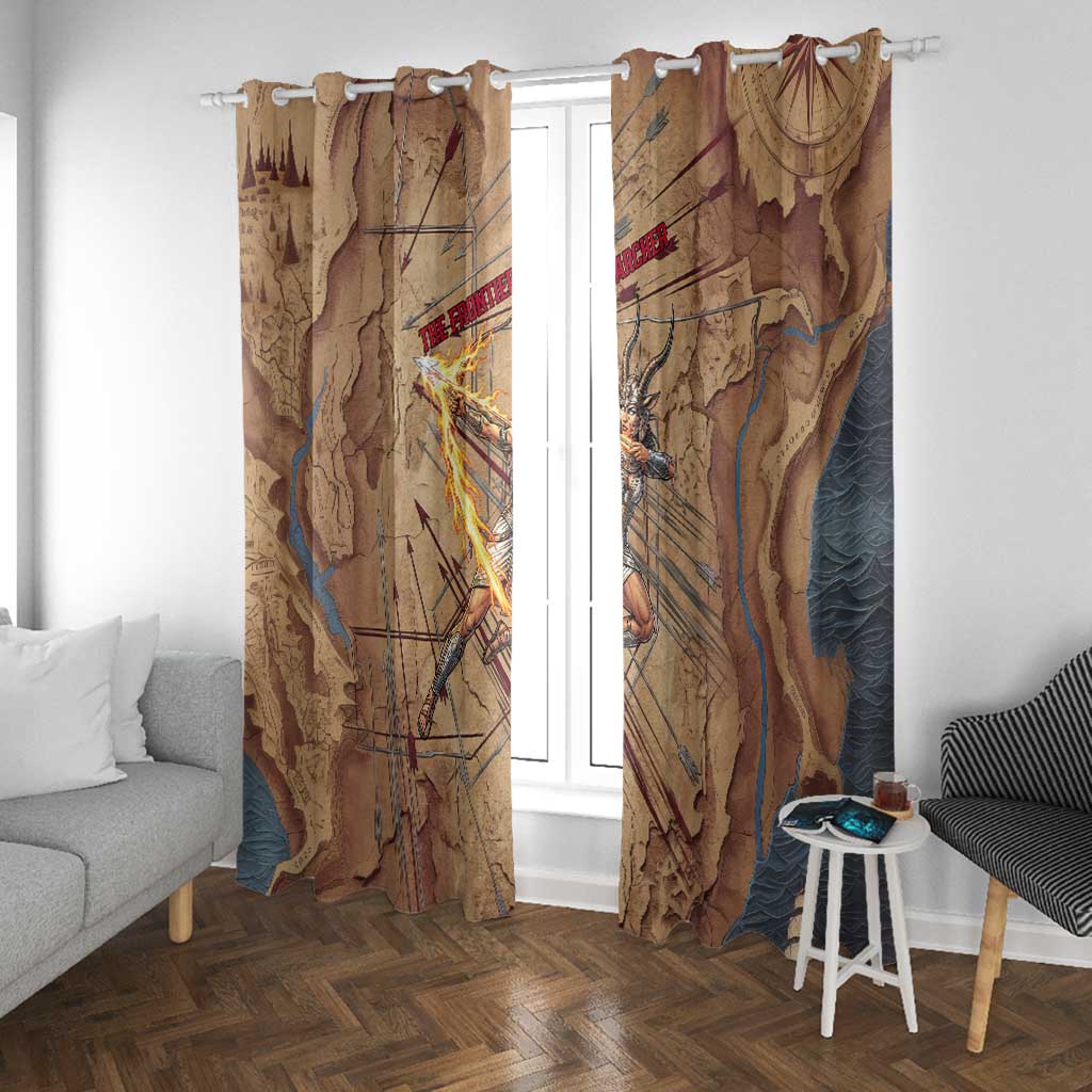 Satis Window Curtain with Fiery Bow and Arrow in Ancient Egyptian Warrior