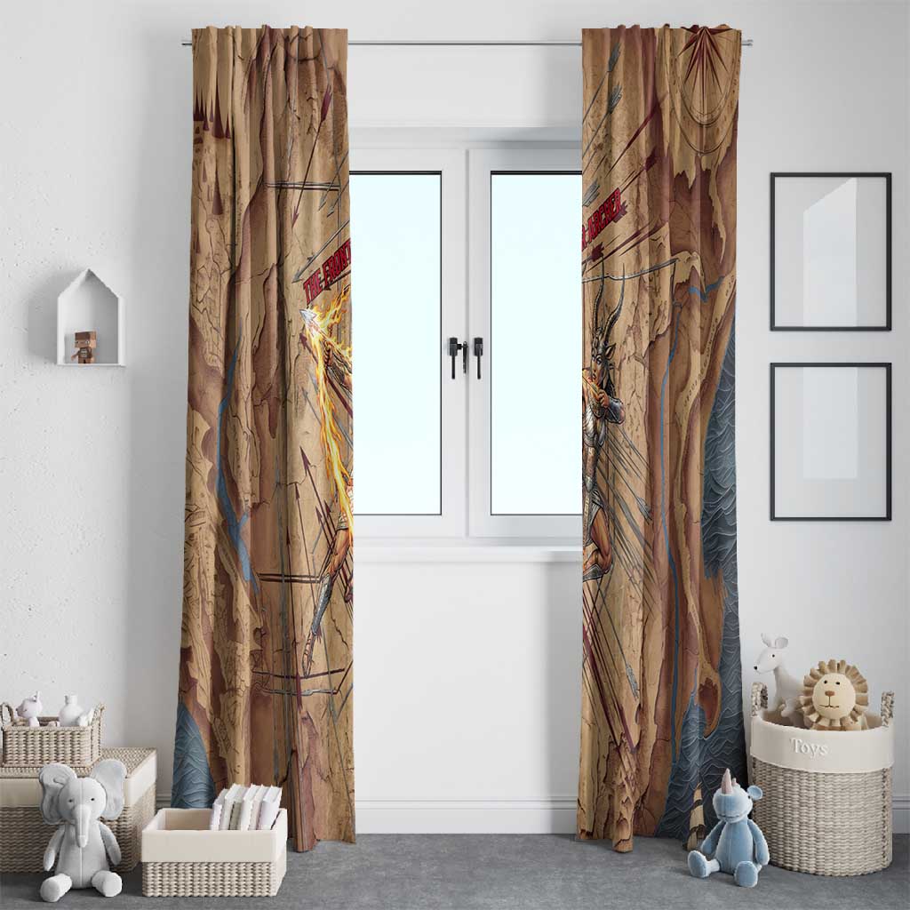Satis Window Curtain with Fiery Bow and Arrow in Ancient Egyptian Warrior
