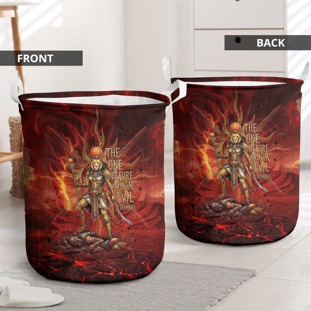 Sekhmet Laundry Basket Egyptian Fiery Lioness Head and Ancient Warrior