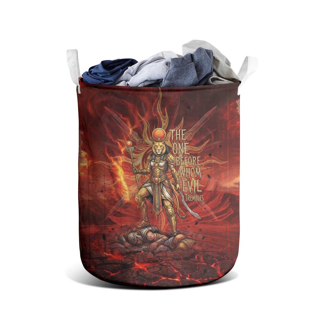Sekhmet Laundry Basket Egyptian Fiery Lioness Head and Ancient Warrior