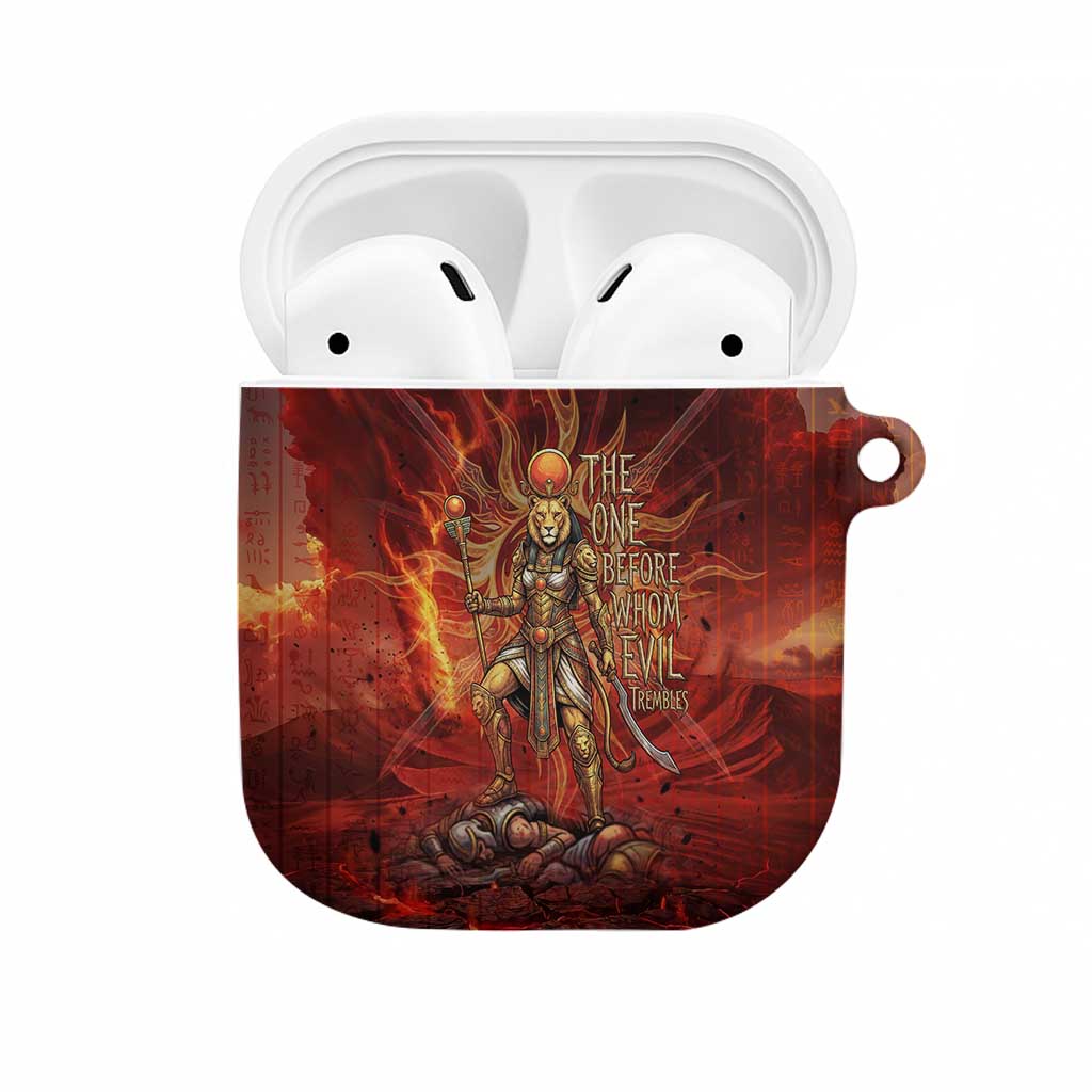 Sekhmet AirPods Case Egyptian Fiery Lioness Head and Ancient Warrior