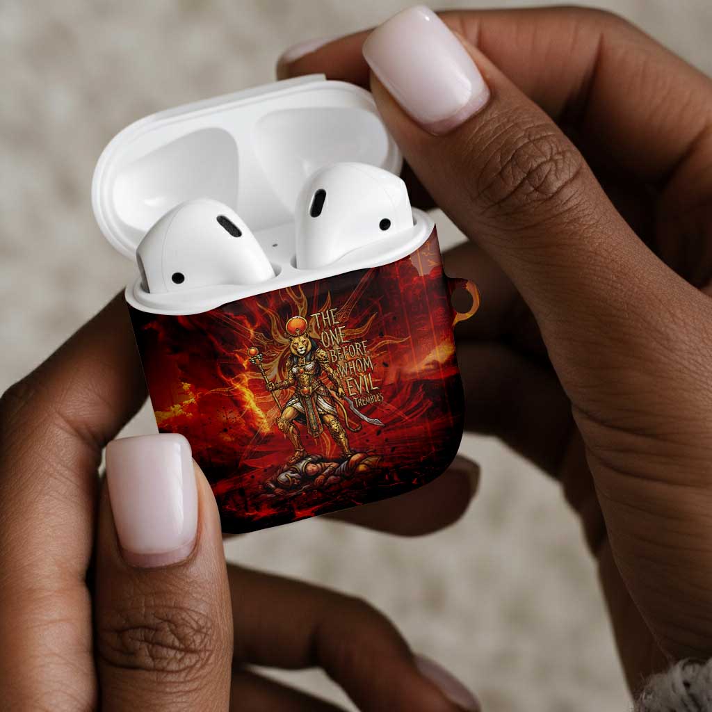 Sekhmet AirPods Case Egyptian Fiery Lioness Head and Ancient Warrior