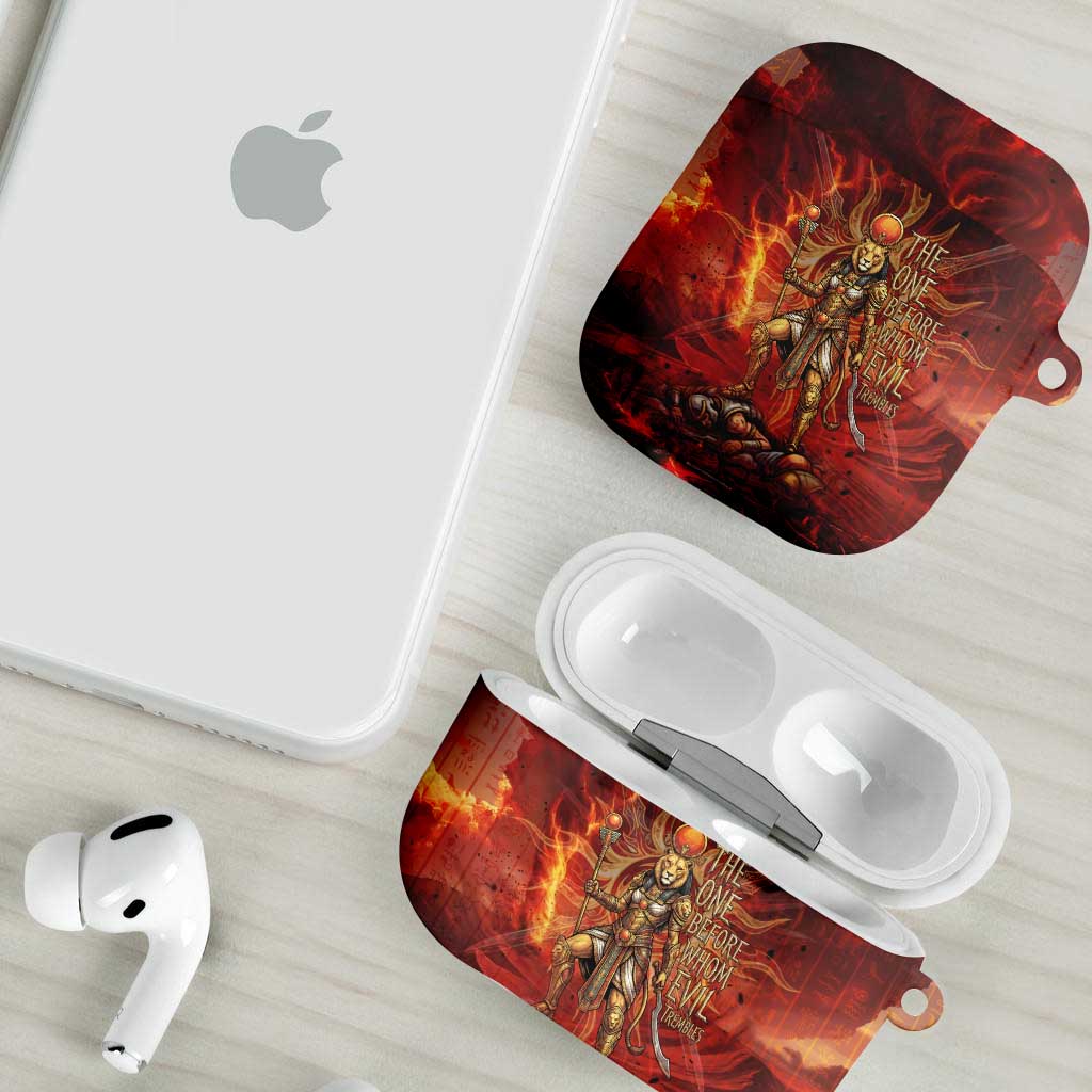 Sekhmet AirPods Case Egyptian Fiery Lioness Head and Ancient Warrior