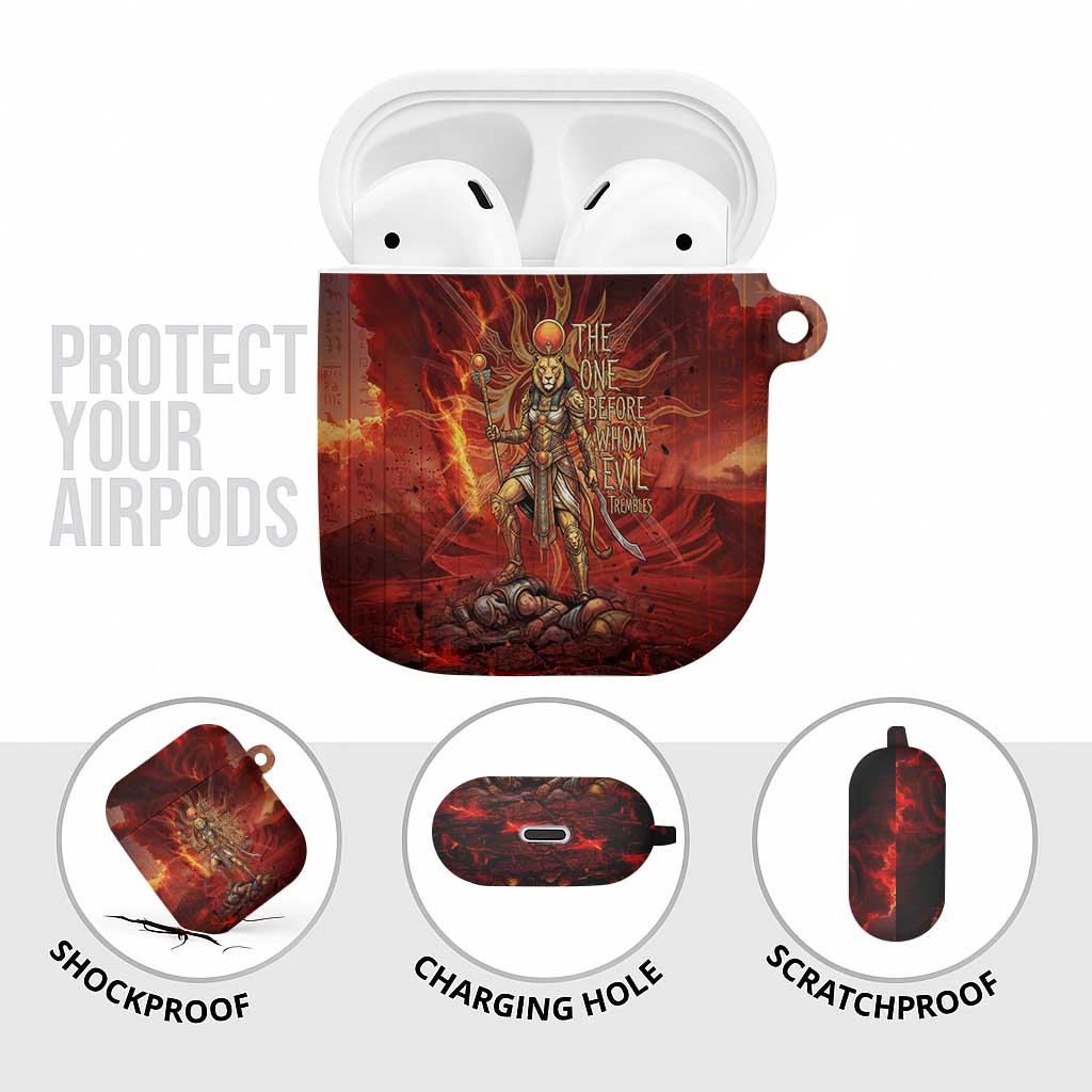 Sekhmet AirPods Case Egyptian Fiery Lioness Head and Ancient Warrior