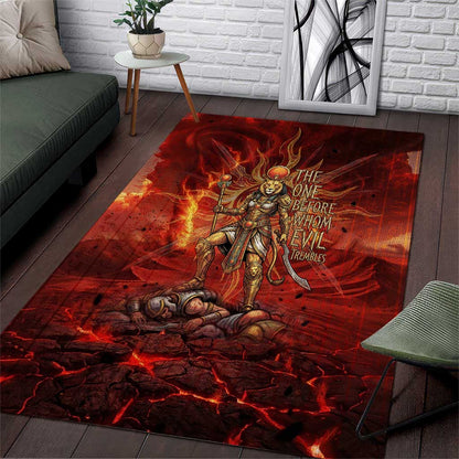 Sekhmet Area Rug Egyptian Fiery Lioness Head and Ancient Warrior