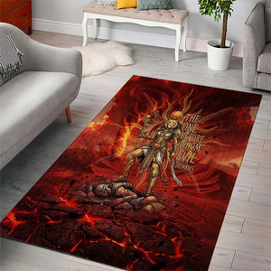 Sekhmet Area Rug Egyptian Fiery Lioness Head and Ancient Warrior