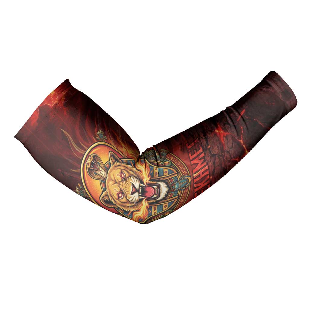 Sekhmet Arm Sleeves Egyptian Fiery Lioness Head and Ancient Warrior