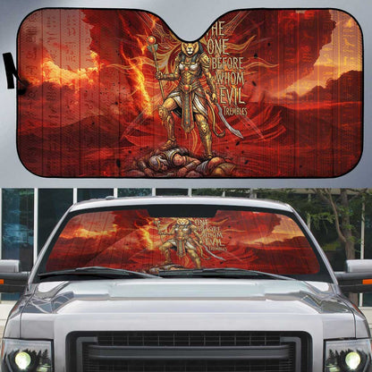 Sekhmet Auto Sun Shade Egyptian Fiery Lioness Head and Ancient Warrior