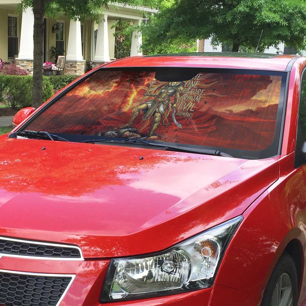 Sekhmet Auto Sun Shade Egyptian Fiery Lioness Head and Ancient Warrior
