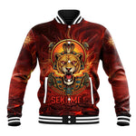 Sekhmet Baseball Jacket Egyptian Fiery Lioness Head and Ancient Warrior