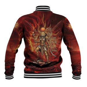 Sekhmet Baseball Jacket Egyptian Fiery Lioness Head and Ancient Warrior