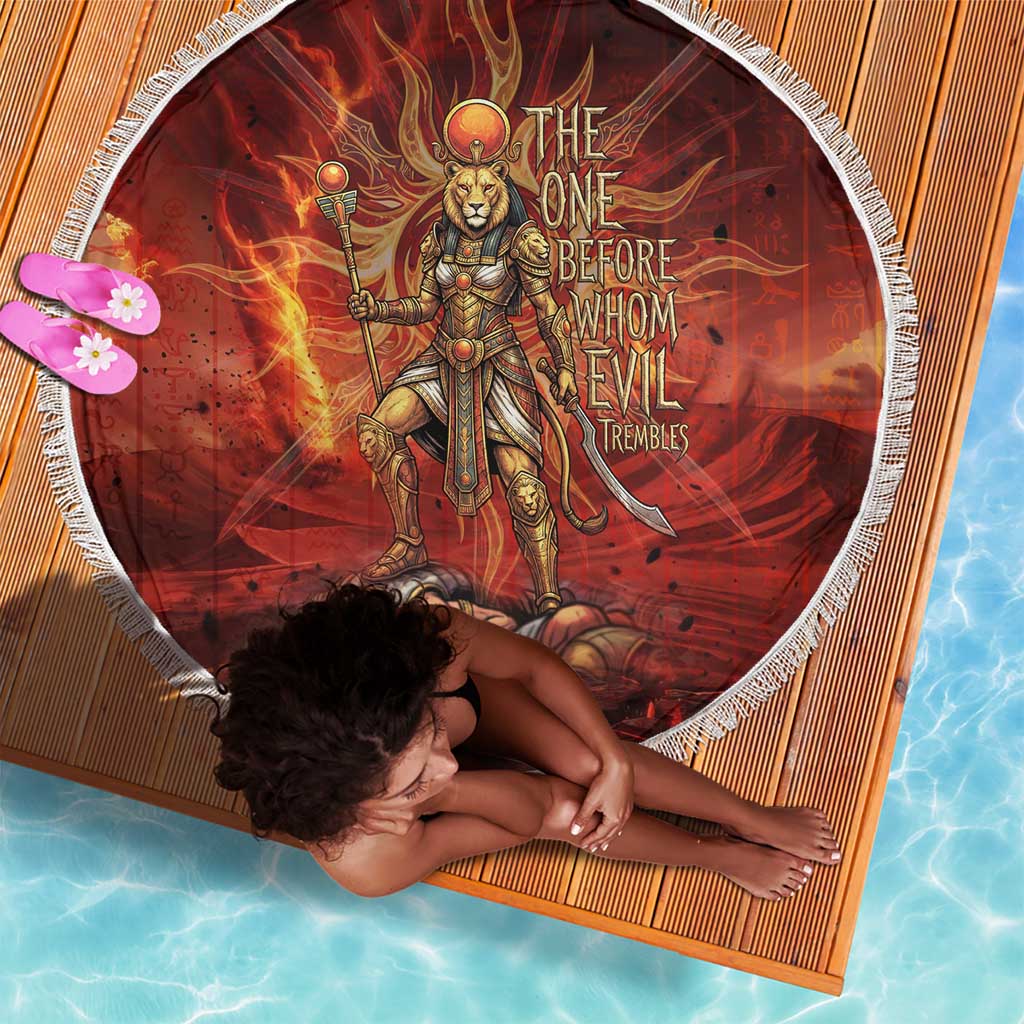 Sekhmet Beach Blanket Egyptian Fiery Lioness Head and Ancient Warrior