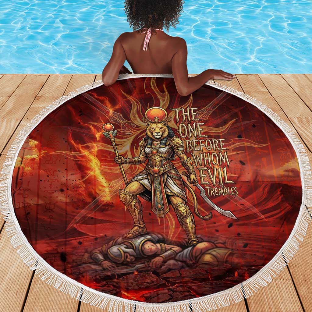Sekhmet Beach Blanket Egyptian Fiery Lioness Head and Ancient Warrior