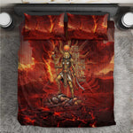 Sekhmet Bedding Set Egyptian Fiery Lioness Head and Ancient Warrior