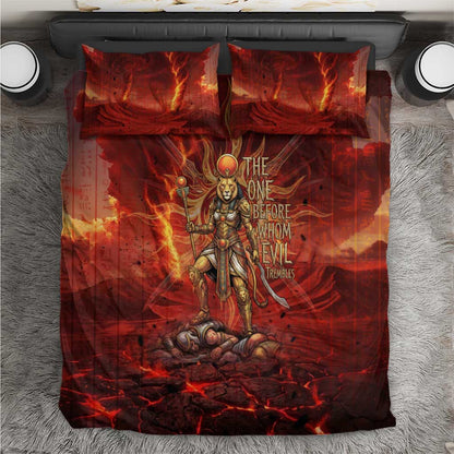 Sekhmet Bedding Set Egyptian Fiery Lioness Head and Ancient Warrior