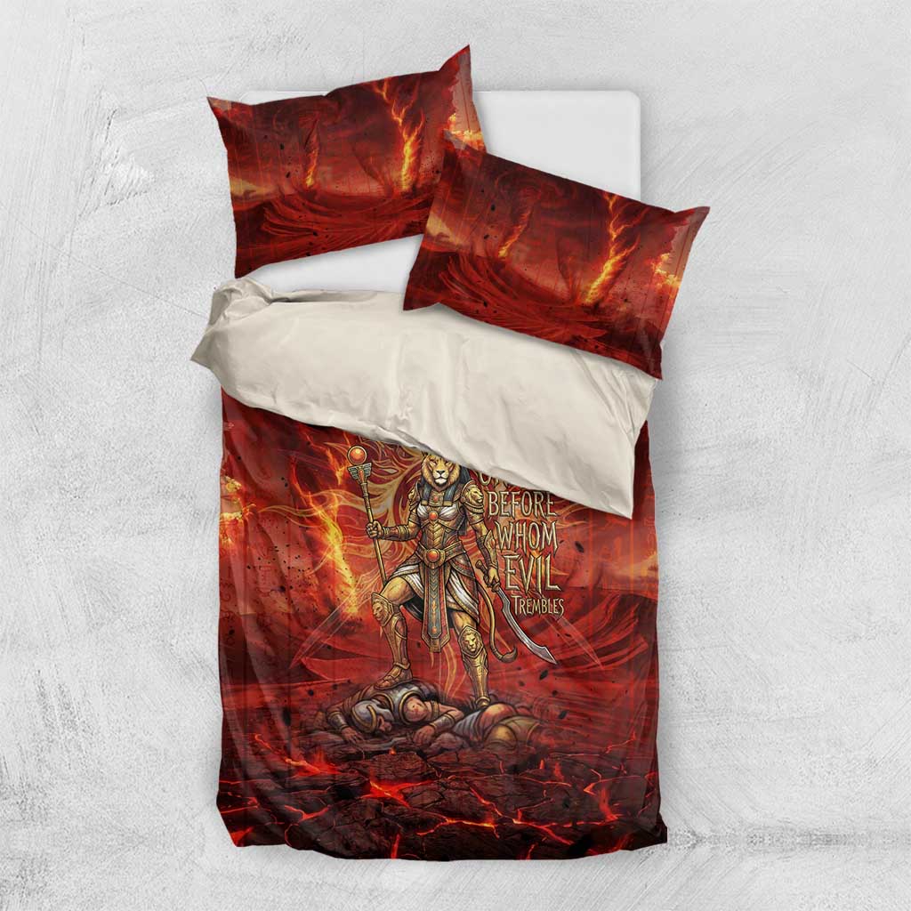 Sekhmet Bedding Set Egyptian Fiery Lioness Head and Ancient Warrior