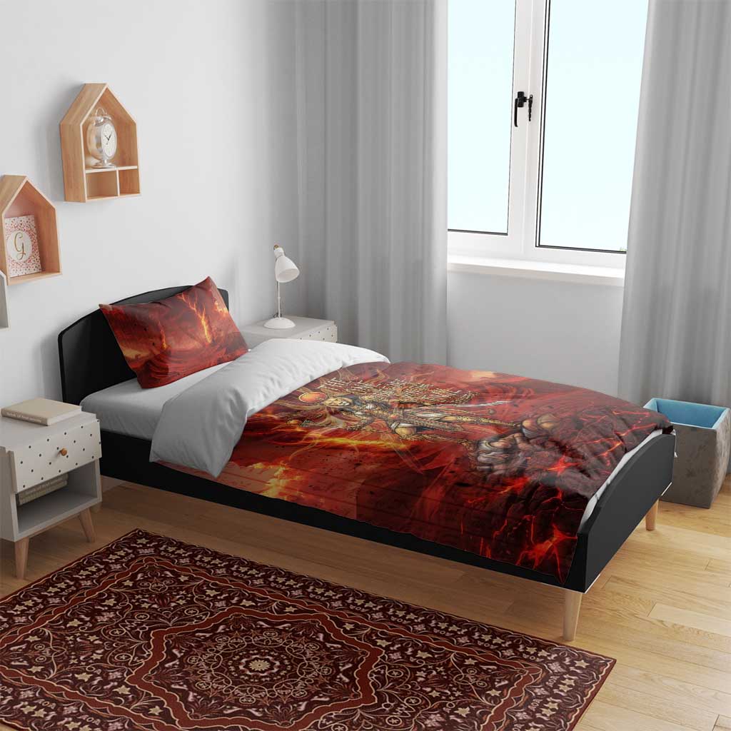 Sekhmet Bedding Set Egyptian Fiery Lioness Head and Ancient Warrior