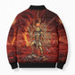 Sekhmet Bomber Puffer Jacket Egyptian Fiery Lioness Head and Ancient Warrior