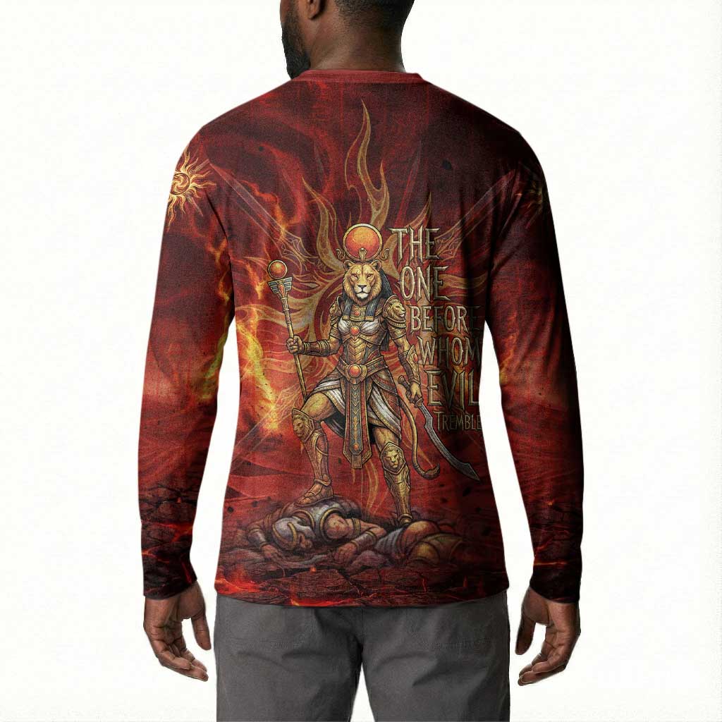 Sekhmet Button Sweatshirt Egyptian Fiery Lioness Head and Ancient Warrior
