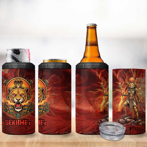Sekhmet 4 in 1 Can Cooler Tumbler Egyptian Fiery Lioness Head and Ancient Warrior