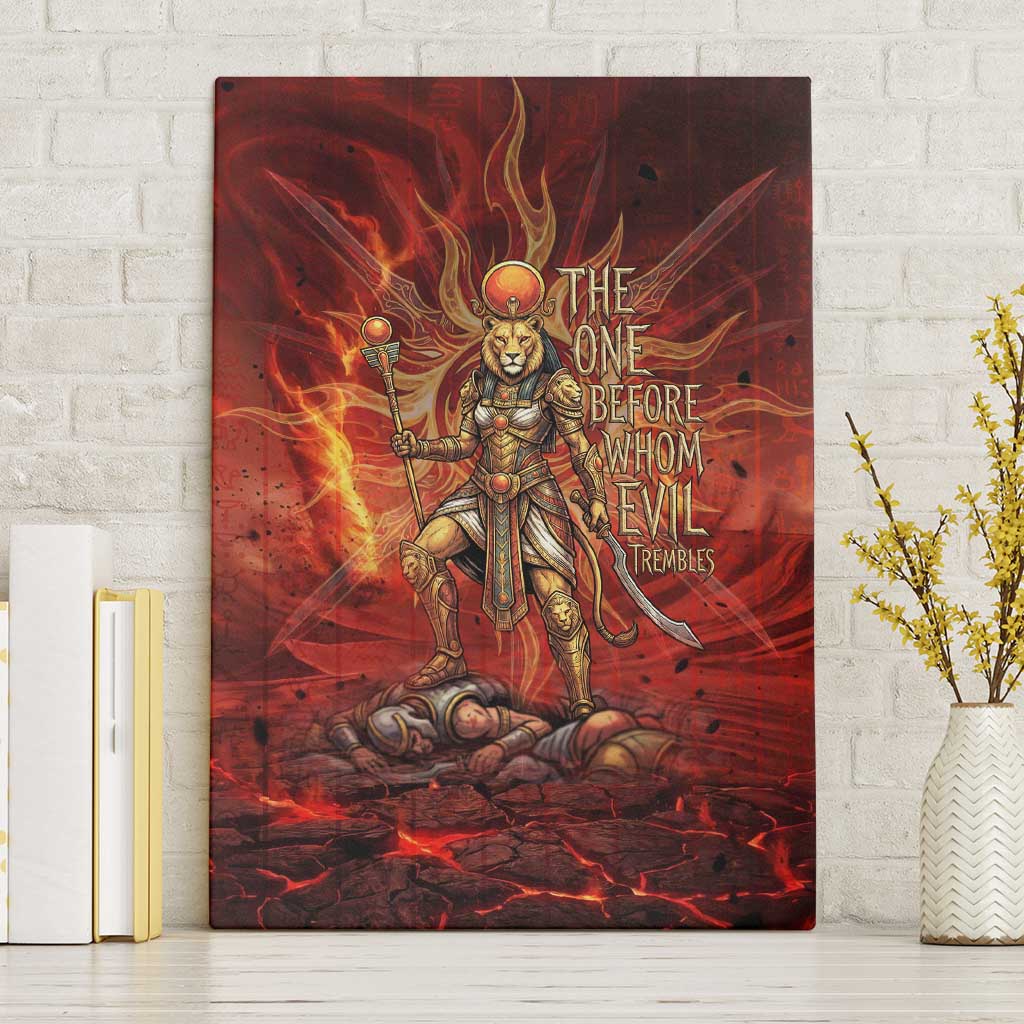 Sekhmet Canvas Wall Art Egyptian Fiery Lioness Head and Ancient Warrior