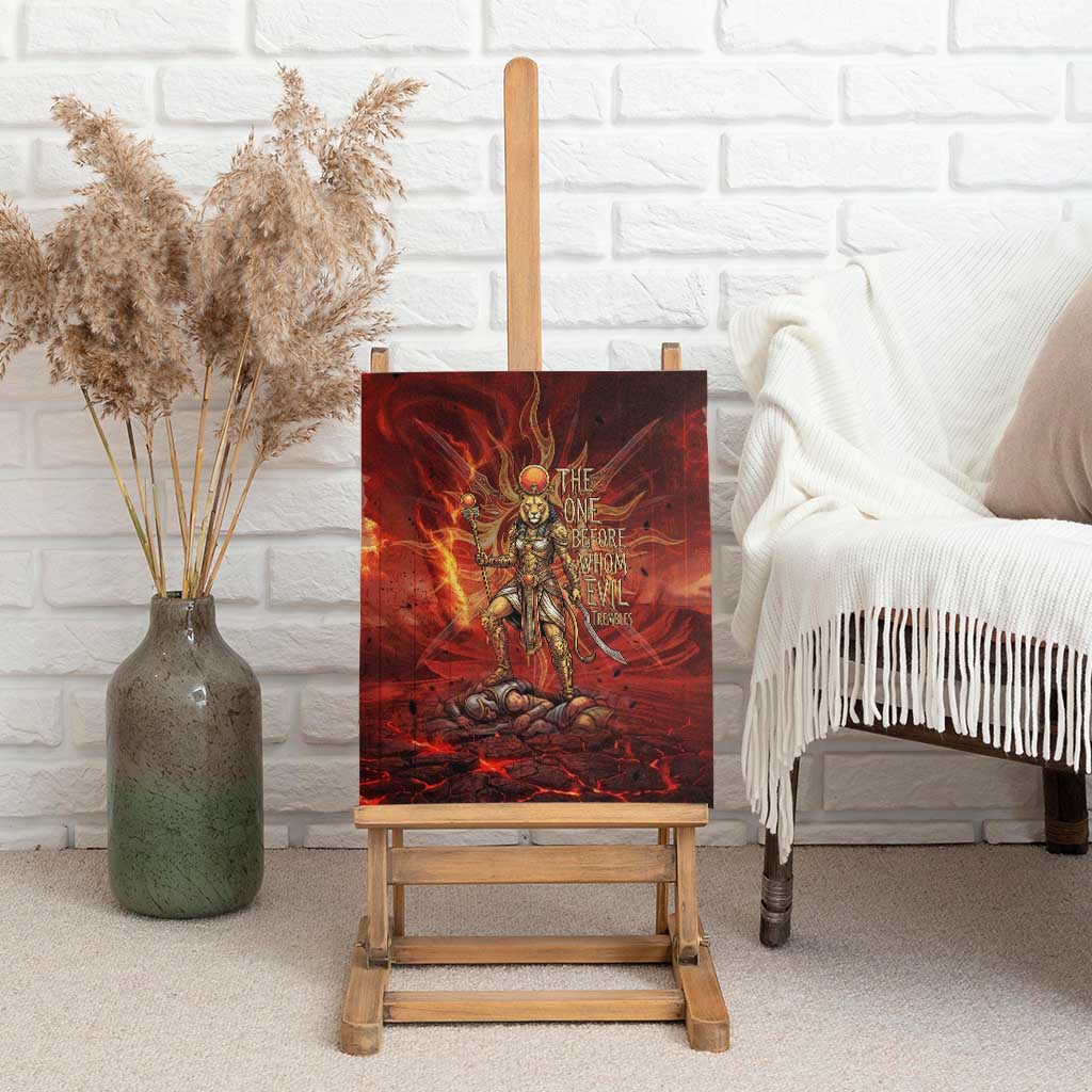 Sekhmet Canvas Wall Art Egyptian Fiery Lioness Head and Ancient Warrior
