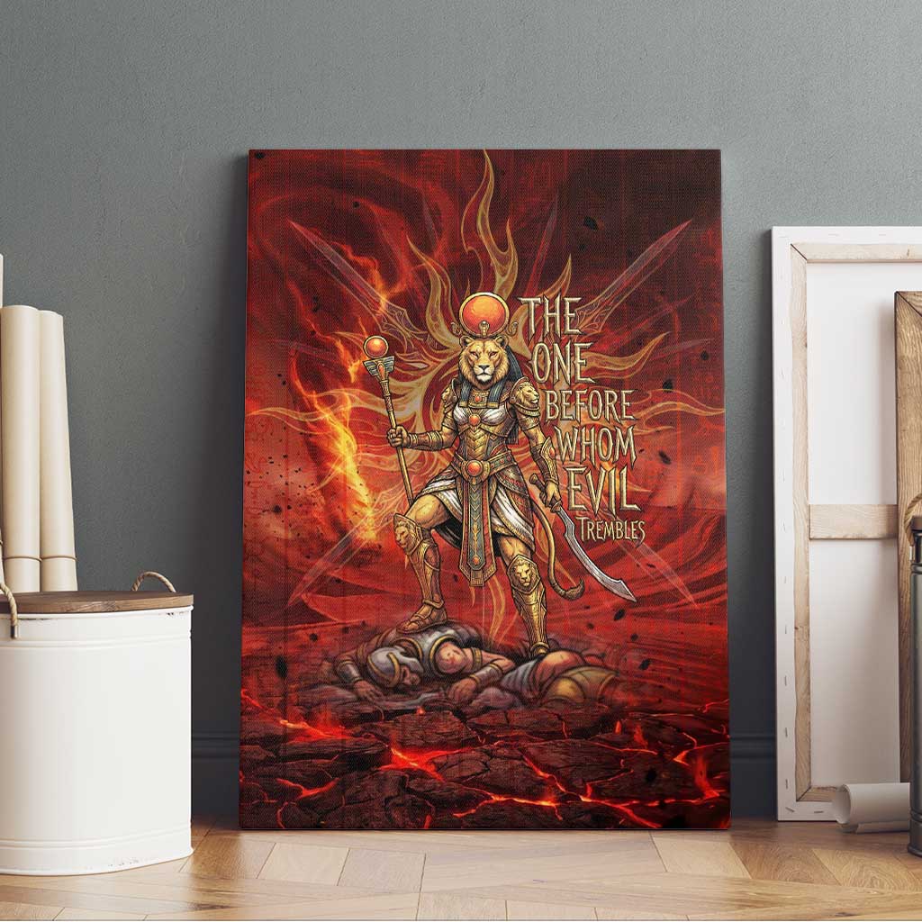 Sekhmet Canvas Wall Art Egyptian Fiery Lioness Head and Ancient Warrior