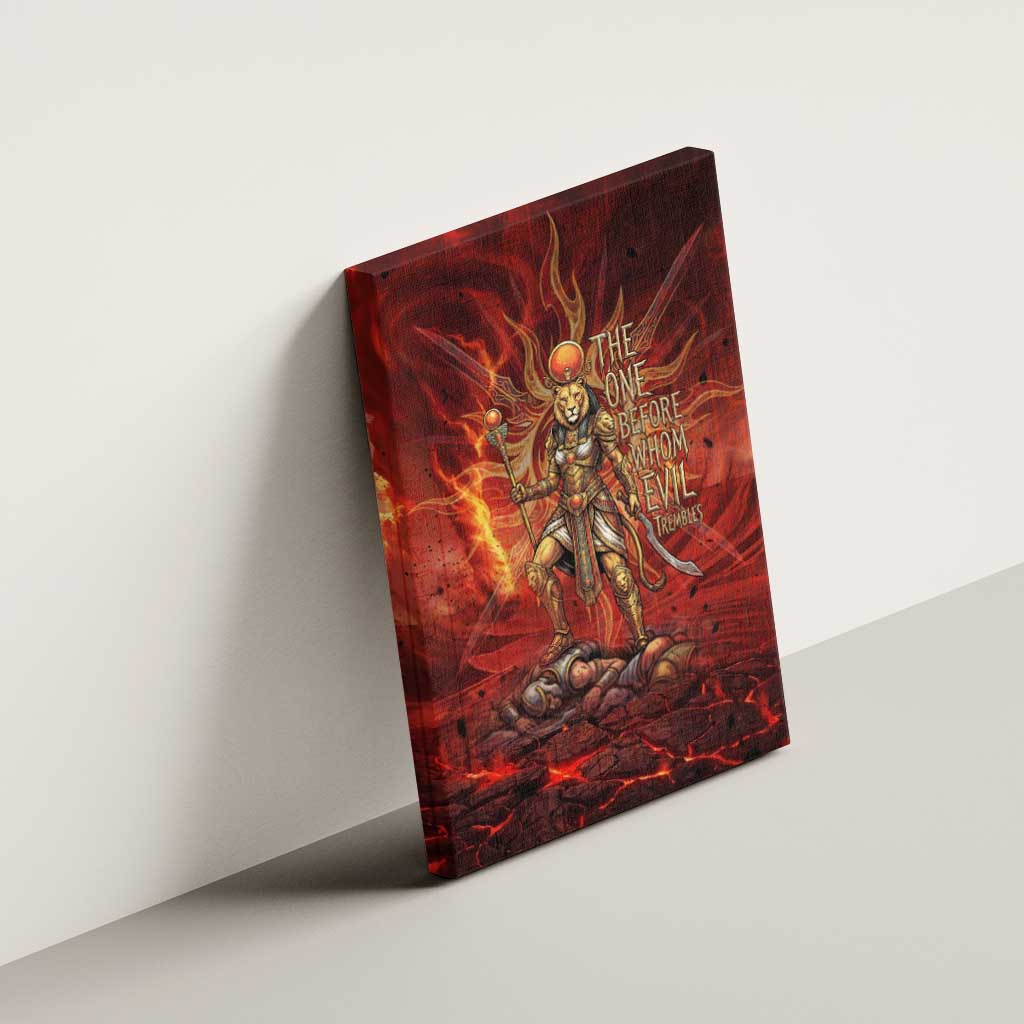 Sekhmet Canvas Wall Art Egyptian Fiery Lioness Head and Ancient Warrior