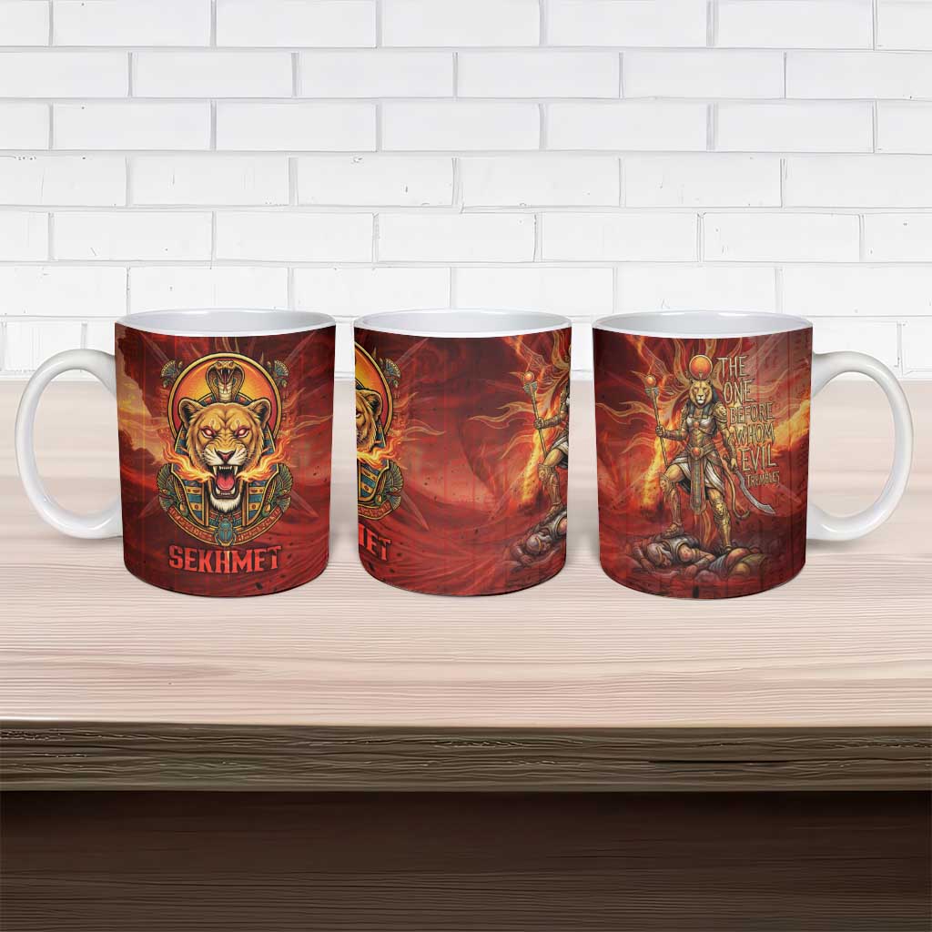 Sekhmet Ceramic Mug Egyptian Fiery Lioness Head and Ancient Warrior