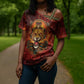 Sekhmet Cross Shoulder Shirt Egyptian Fiery Lioness Head and Ancient Warrior
