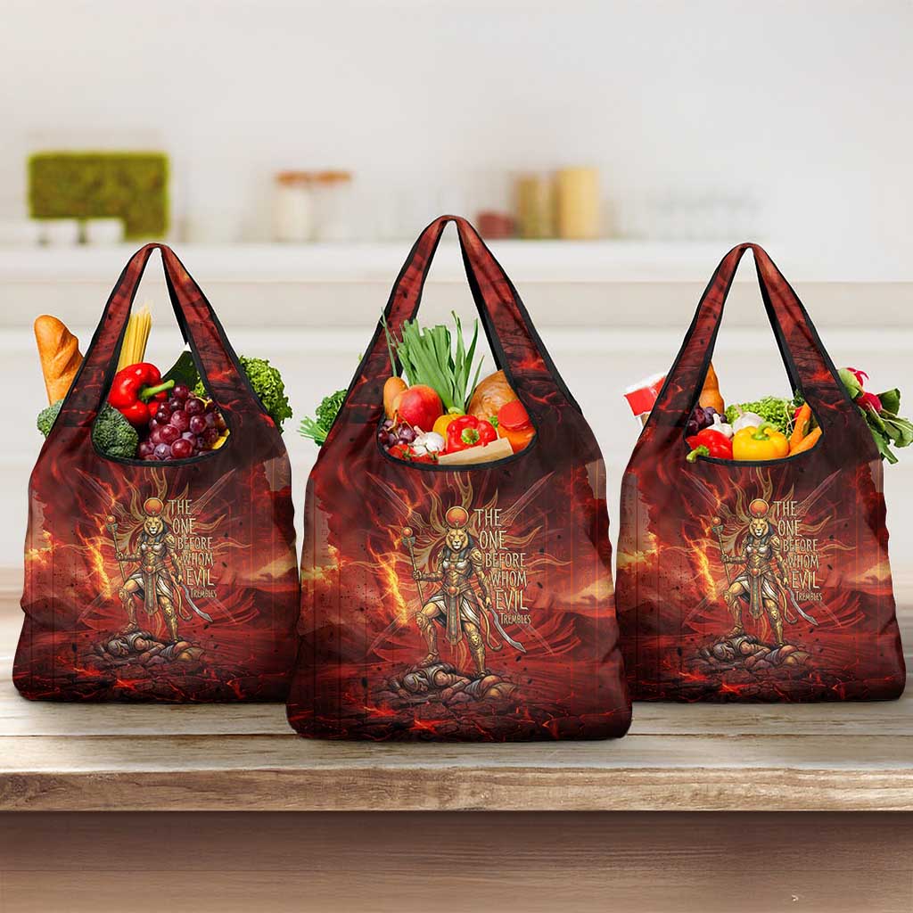 Sekhmet Grocery Bag Egyptian Fiery Lioness Head and Ancient Warrior