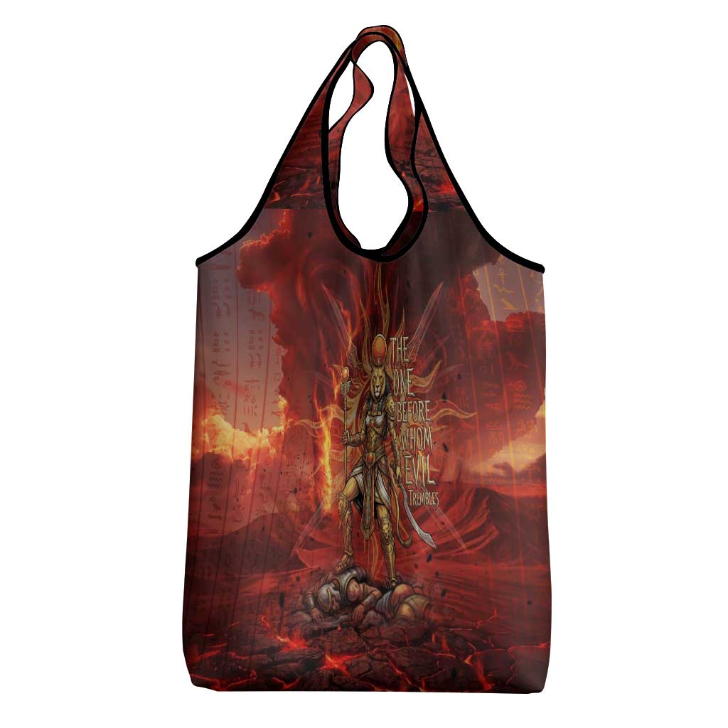 Sekhmet Grocery Bag Egyptian Fiery Lioness Head and Ancient Warrior