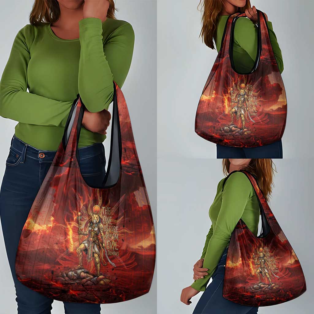Sekhmet Grocery Bag Egyptian Fiery Lioness Head and Ancient Warrior