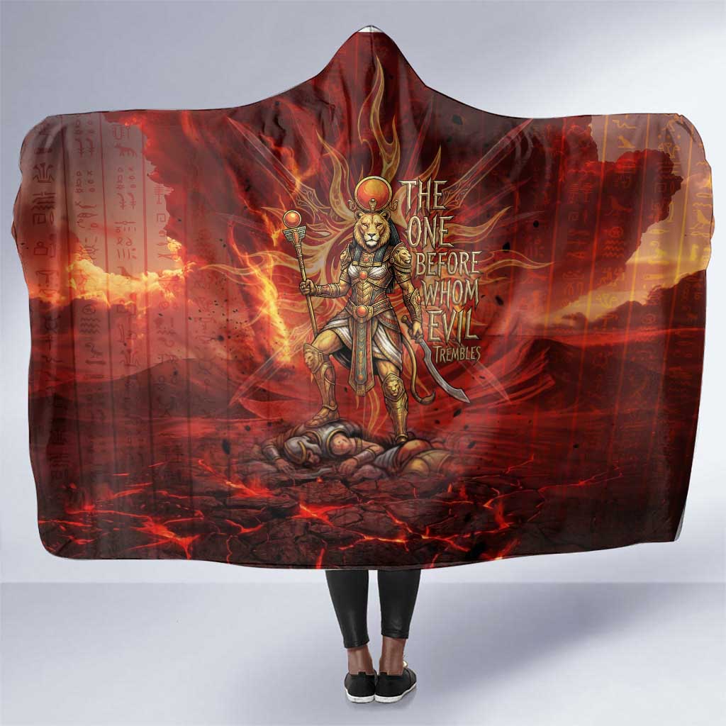 Sekhmet Hooded Blanket Egyptian Fiery Lioness Head and Ancient Warrior