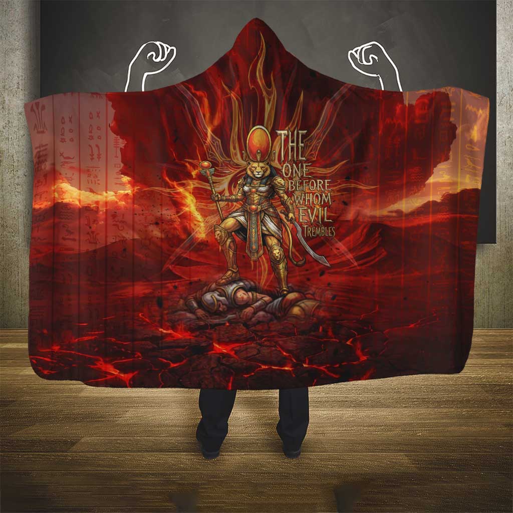 Sekhmet Hooded Blanket Egyptian Fiery Lioness Head and Ancient Warrior