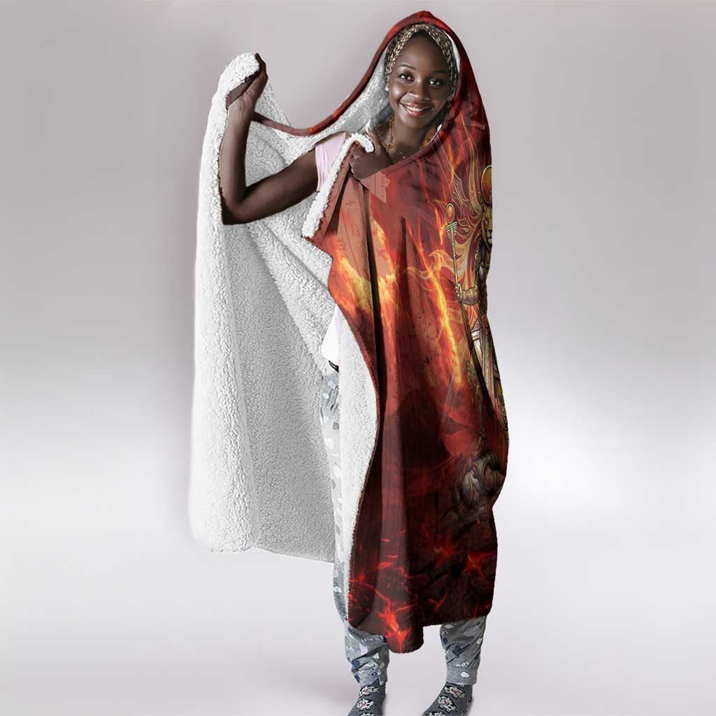 Sekhmet Hooded Blanket Egyptian Fiery Lioness Head and Ancient Warrior