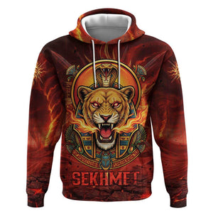 Sekhmet Hoodie Egyptian Fiery Lioness Head and Ancient Warrior
