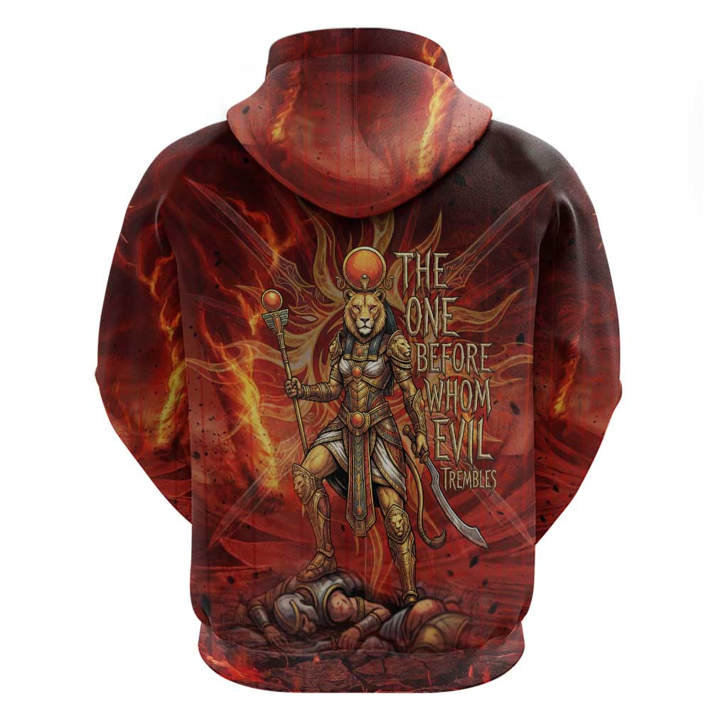 Sekhmet Hoodie Egyptian Fiery Lioness Head and Ancient Warrior