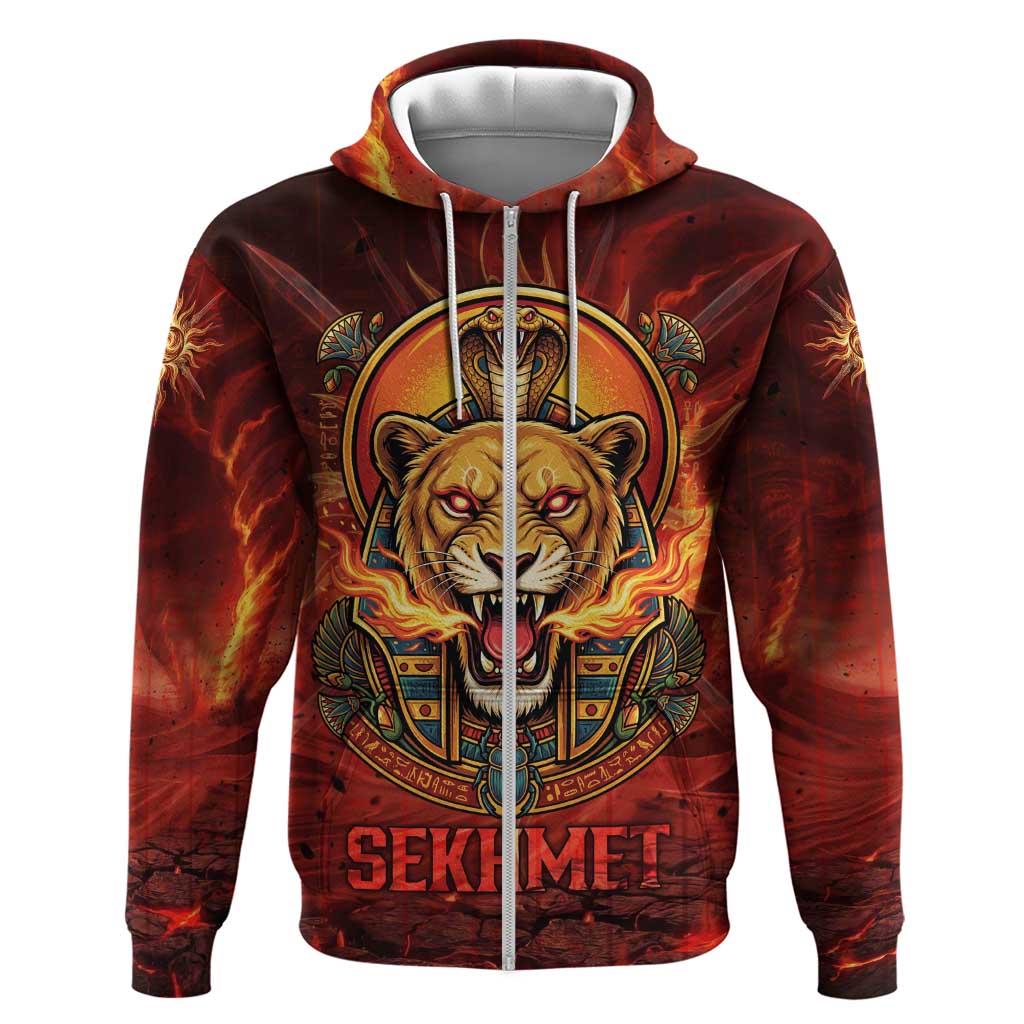 Sekhmet Hoodie Egyptian Fiery Lioness Head and Ancient Warrior