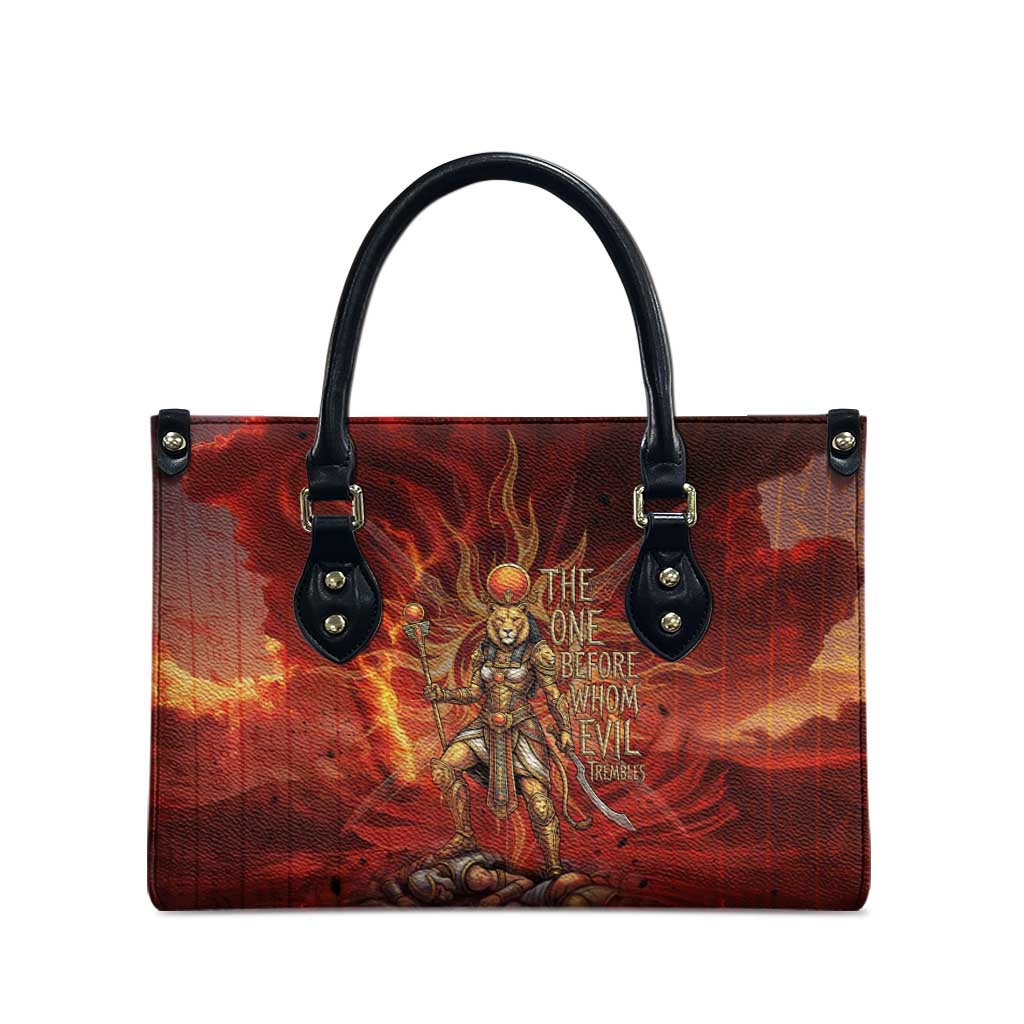 Sekhmet Leather Bag Egyptian Fiery Lioness Head and Ancient Warrior