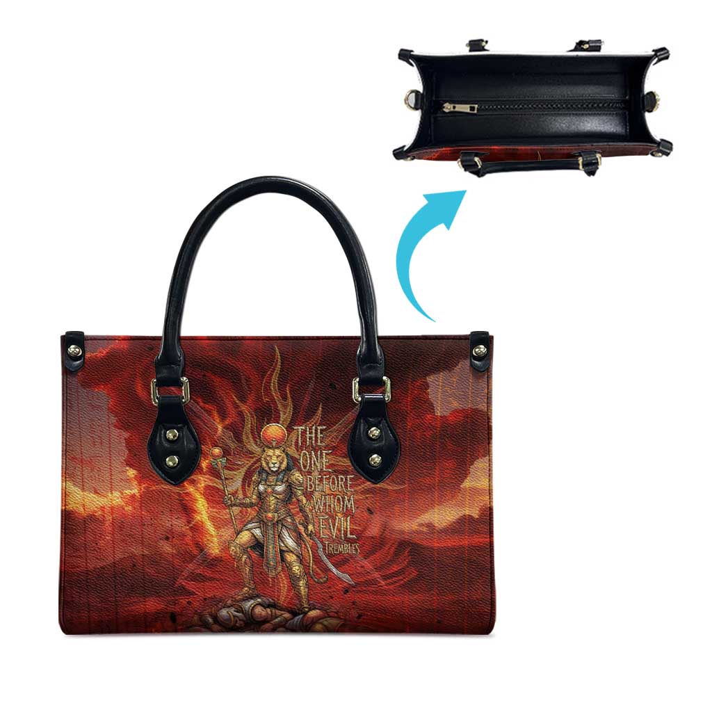 Sekhmet Leather Bag Egyptian Fiery Lioness Head and Ancient Warrior