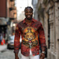 Sekhmet Long Sleeve Button Shirt Egyptian Fiery Lioness Head and Ancient Warrior