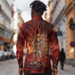 Sekhmet Long Sleeve Button Shirt Egyptian Fiery Lioness Head and Ancient Warrior