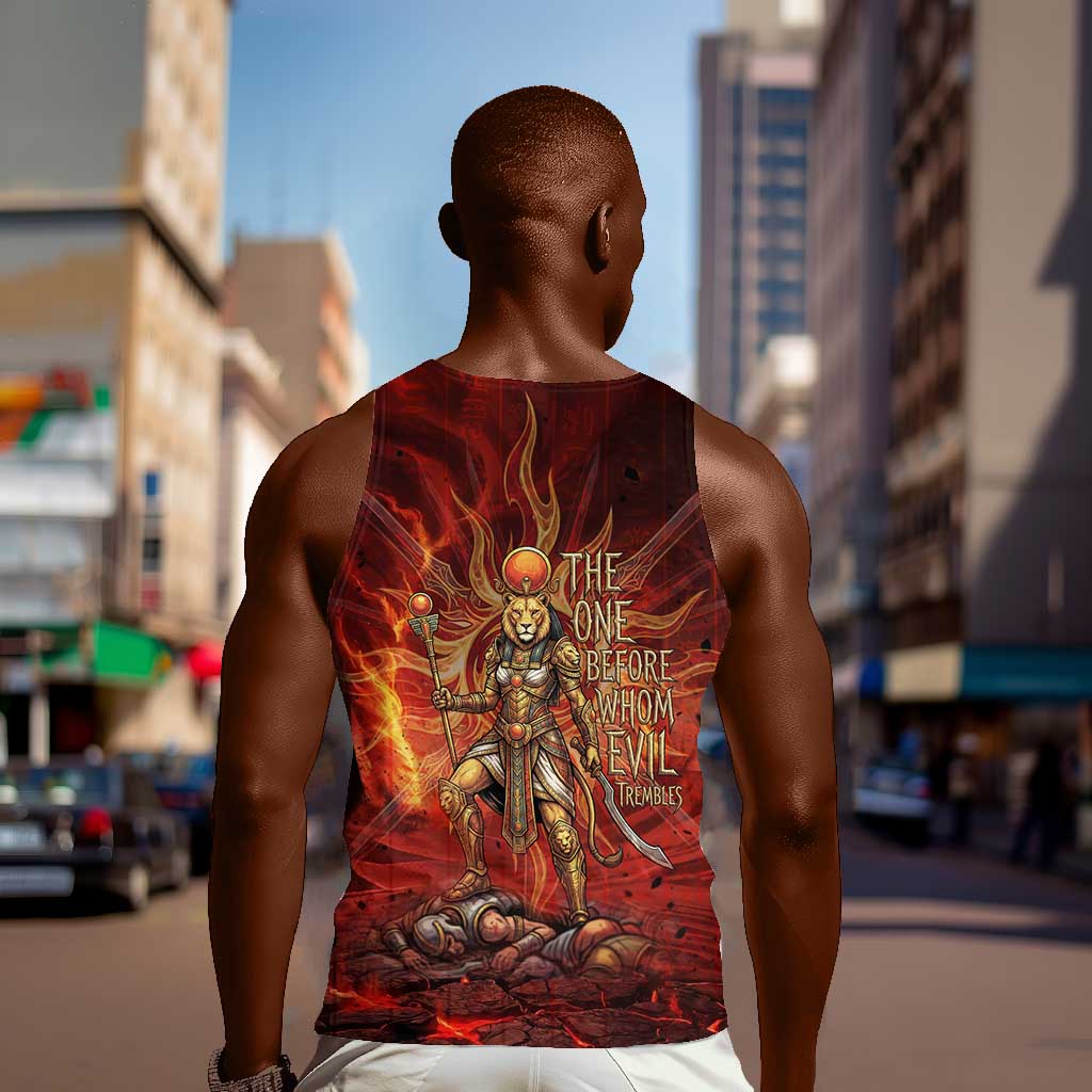 Sekhmet Men Tank Top Egyptian Fiery Lioness Head and Ancient Warrior