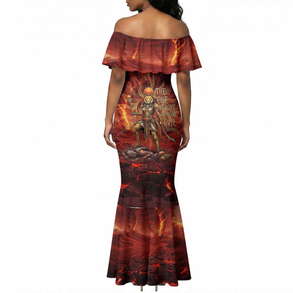 Sekhmet Mermaid Dress Egyptian Fiery Lioness Head and Ancient Warrior