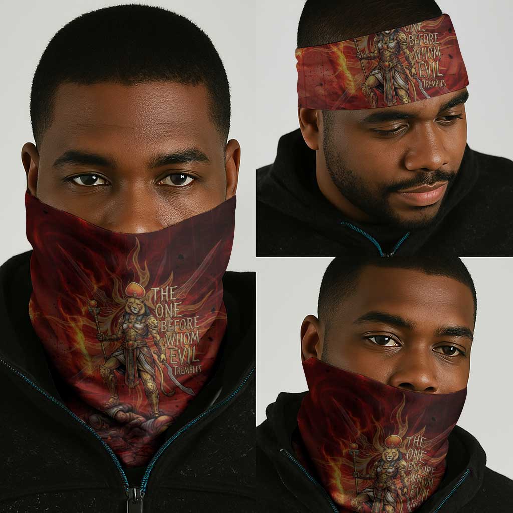Sekhmet Neck Gaiter Egyptian Fiery Lioness Head and Ancient Warrior